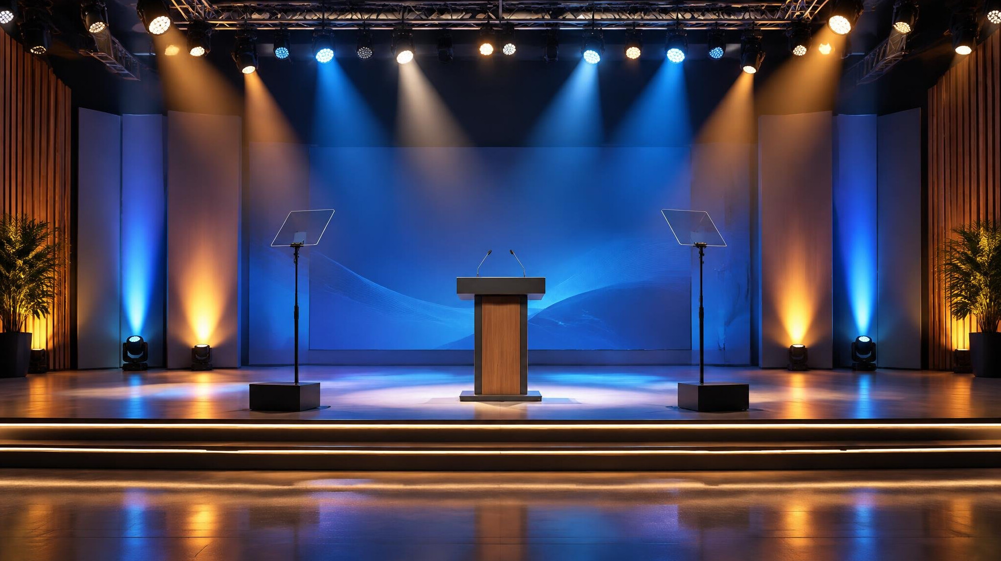 Stage with lights prepared for a live event